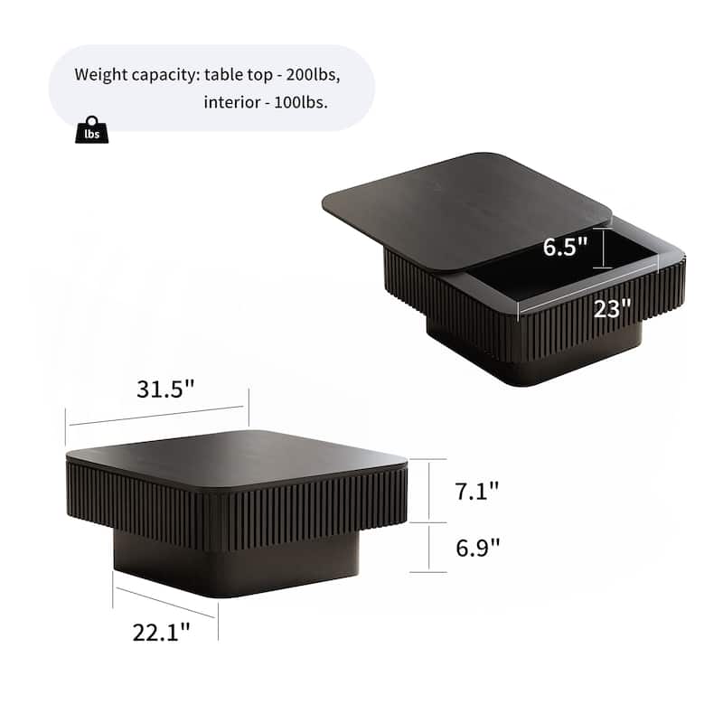 31.5'' Square Coffee Table with Storage