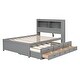 preview thumbnail 14 of 12, Full Size Platform Bed with Trundle and Underneath Drawers, Wooden Bed Frame with Storage Headboard and USB Plugs