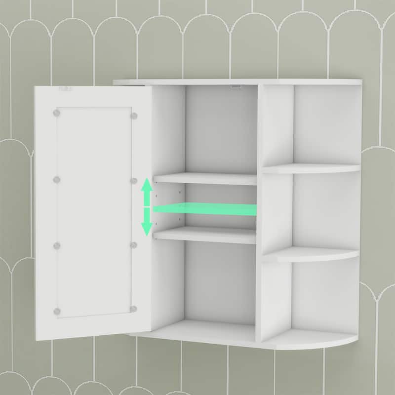 Wall Mounted Bathroom Cabinet w/ Mirror Door and 3 Adjustable Shelves