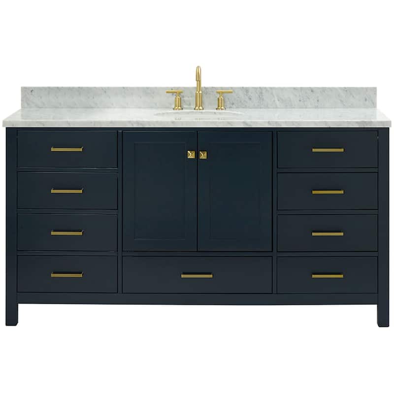 Ariel A067SCW2OVO Cambridge 67" Free Standing Single Oval Basin Vanity - Midnight Blue - Painted