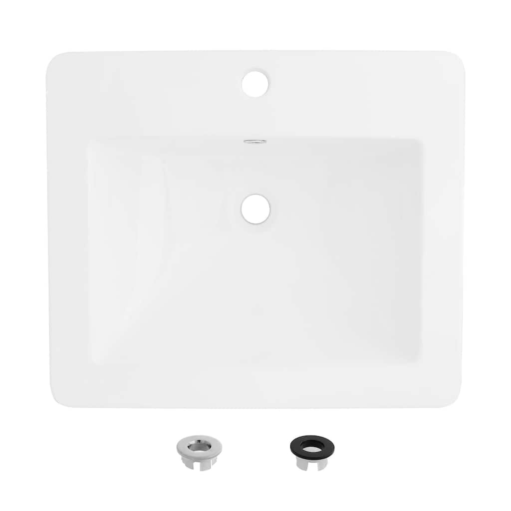 STYLISH 21x18 inch Porcelain Ceramic Rectangular Drop-In Vanity Sink Overflow