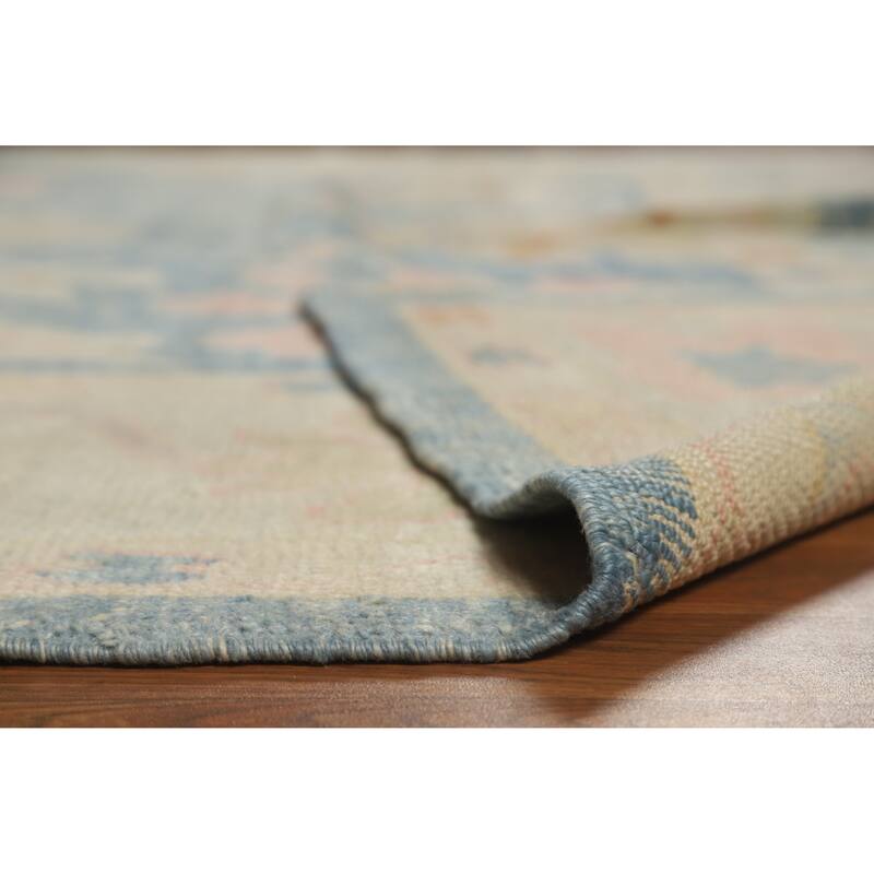 Hand Knotted Oriental 100% Wool Carpet Transitional All-Over Navy Blue & Blues Oushak Area Rug - 11' 8'' X 7' 8''