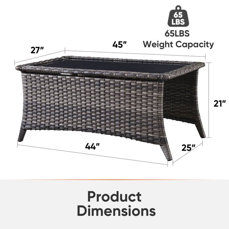 Outdoor Coffee Table with Storage Shelf - Grey