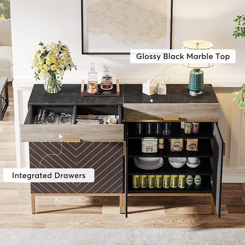 Sideboard Buffet Cabinet with Removable Shelves, Modern Kitchen Storage Cabinet with 2 Drawers