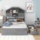 preview thumbnail 40 of 49, Storage Platform Bed Teens Single Bed Twin or Full Bed Frame with High Headboard and 5 Storage Shelves, Under-bed 2 Drawers Grey - Twin