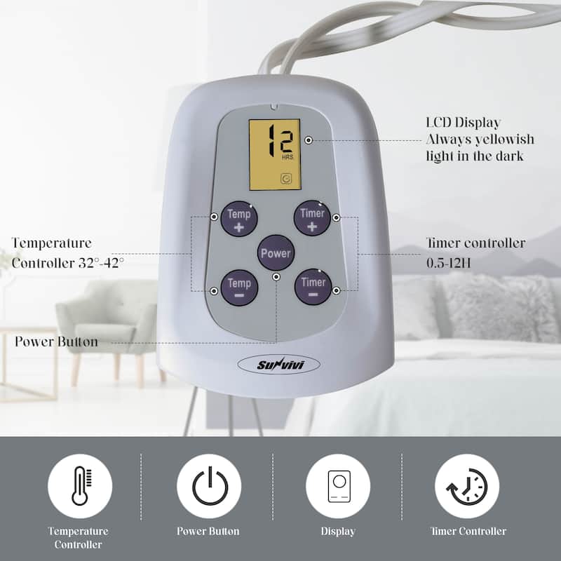 Royalcraft Double-Layer Flannel Heated Blanket with Dual Controllers
