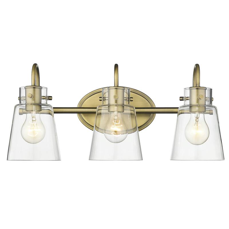 Bristow Bath/ Vanity Fixture w/ Clear Glass - Antique Brass - 3-Light Vanity