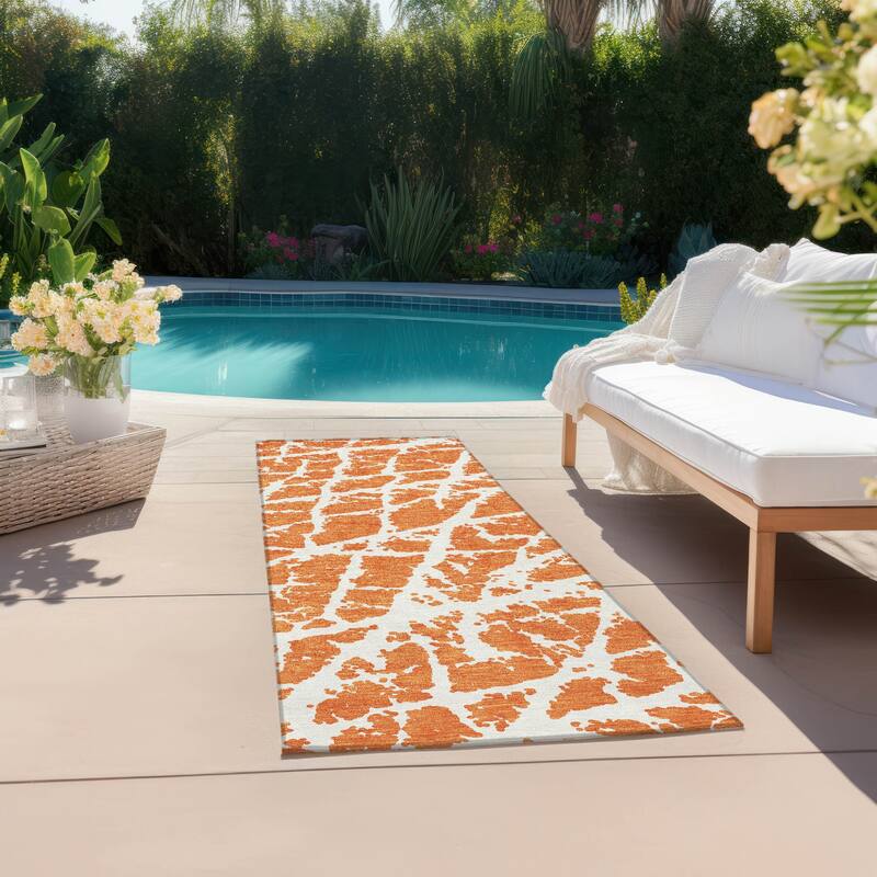 Nalu Artistic Abstract Weather Resistant Classic Meets Modern Outdoor Rug