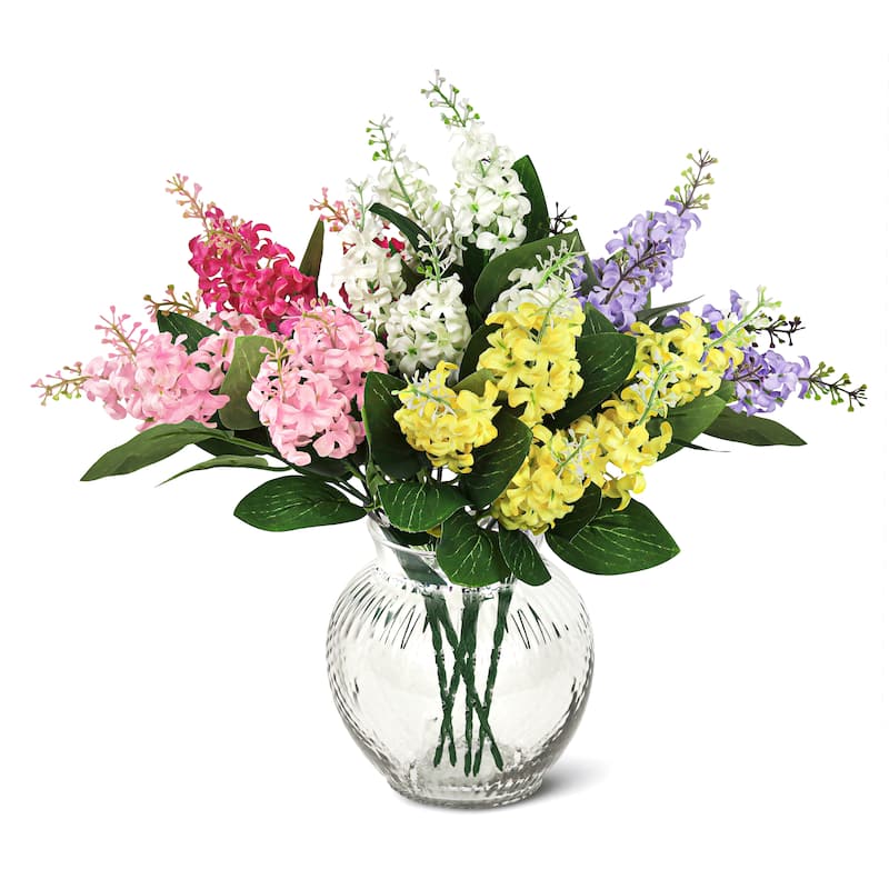 Set of 12 Pink Artificial Stock Flower Stem Bush Bouquet 15in - 15" L x 6" W x 6" DP