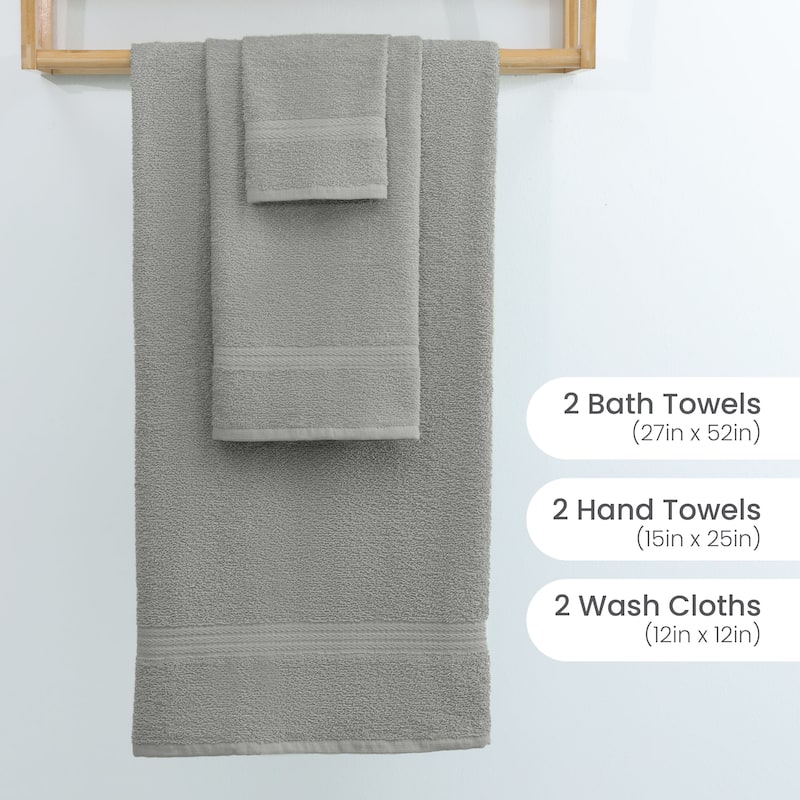 Superior Miami 100% Cotton 6-Piece Towel Set - Lightweight & Quick Drying