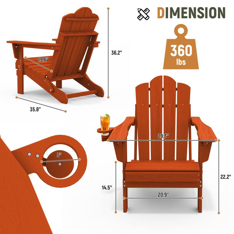 HDPE Plastic Outdoor/Indoor Adjustable Folding Adirondack Chair
