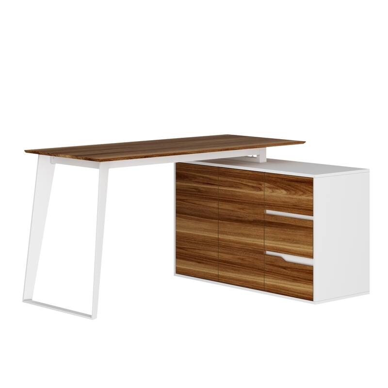 54.3" Kerrogee Office Computer Desk Corner Desk Reversible Cabinet