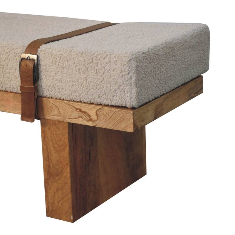 Artisan Furniture Solid Wood, Upholstered Belmont Cream Boucle Bench
