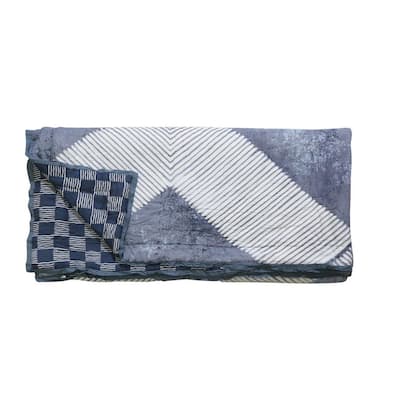Timbergirl cotton handprinted geometric quilt with 2 shams