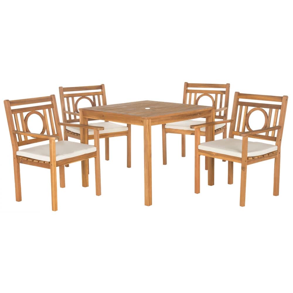 SAFAVIEH Outdoor Dorinne Acacia Wood 5-Piece Dining Set - 35Wx35Dx30H