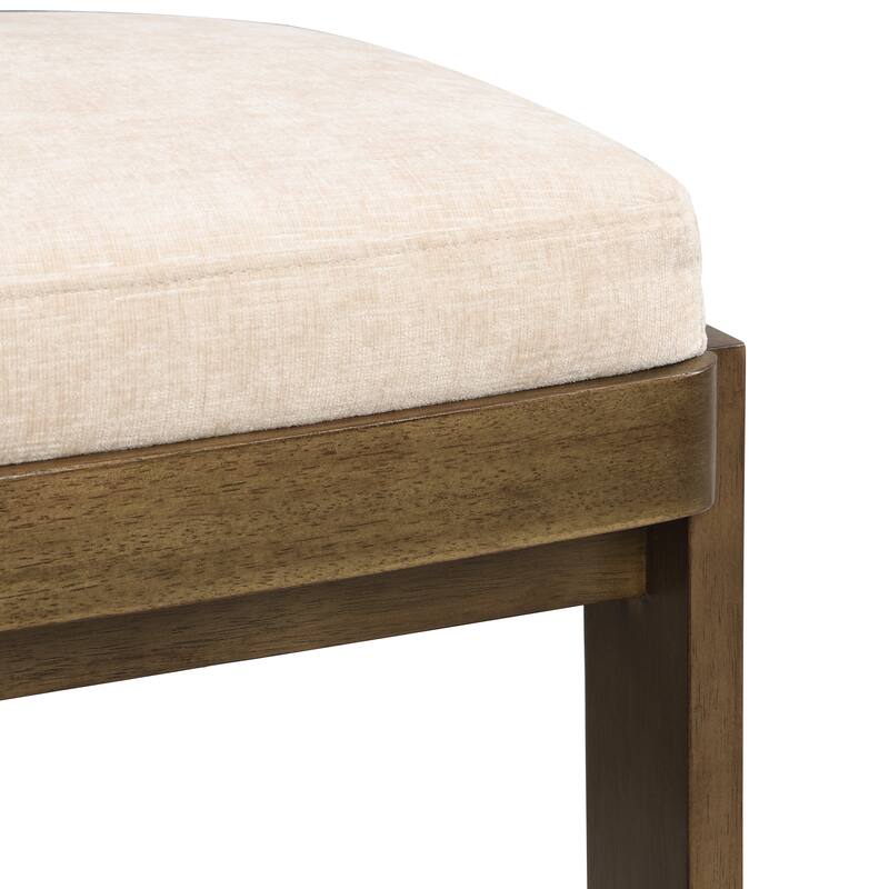 Fabric Dining Chairs Set of 2, T-Back Upholstered Dining Room Chairs with Rubber Wood Legs, Living Room Chairs