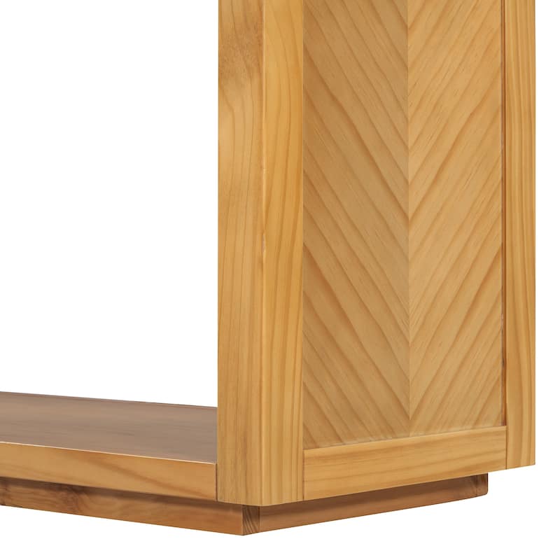 Natural Rustic Wooden Console Table with Storage Drawers