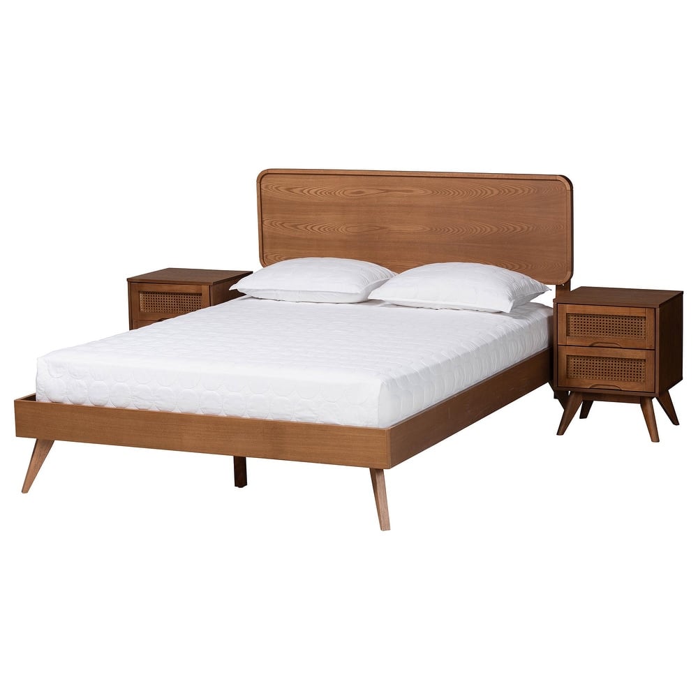 Demeter Mid-Century Modern Walnut Brown Finished Wood 3-Piece/4-Piece/5-Piece Bedroom Set (Multiple Bed Sizes)