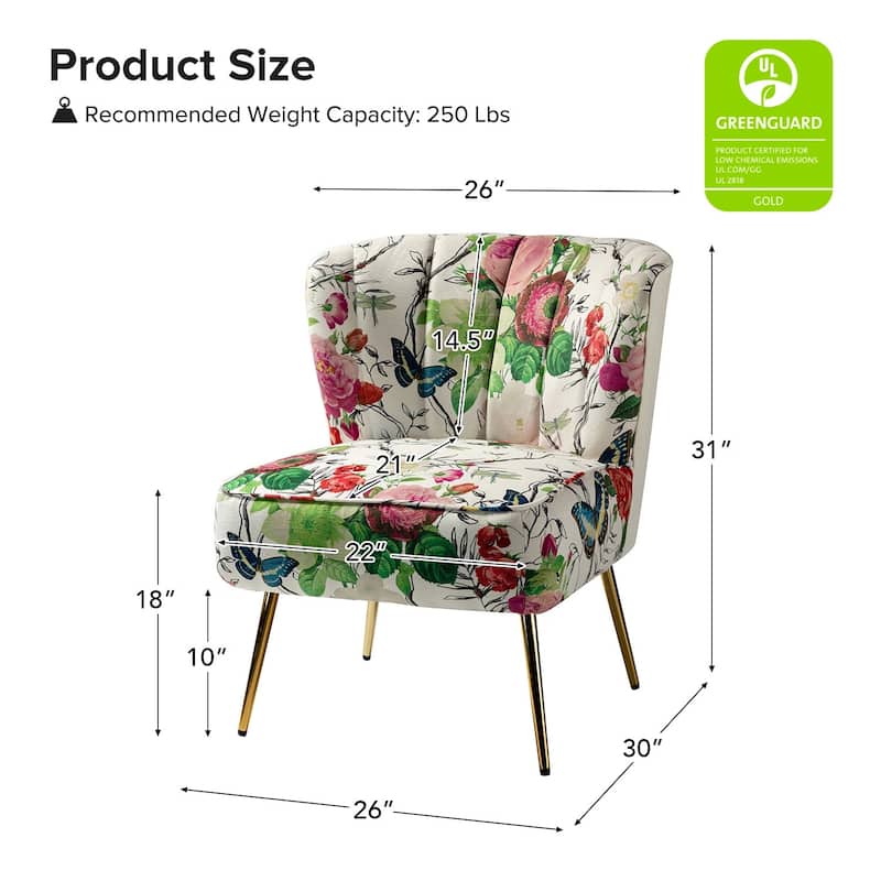 Amata Bold Patterned Tufted Side Chair with Goldtone Legs