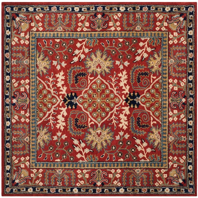 SAFAVIEH Handmade Antiquity Amalia Traditional Oriental Wool Rug - 6' x 6' Square - Red/Multi