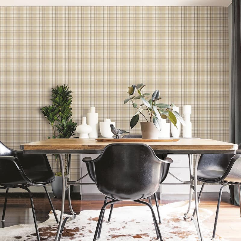 Galerie Wallcoverings Kitchen Recipes Traditional Plaid Design Vinyl on Non-woven Matte Wallpaper Roll