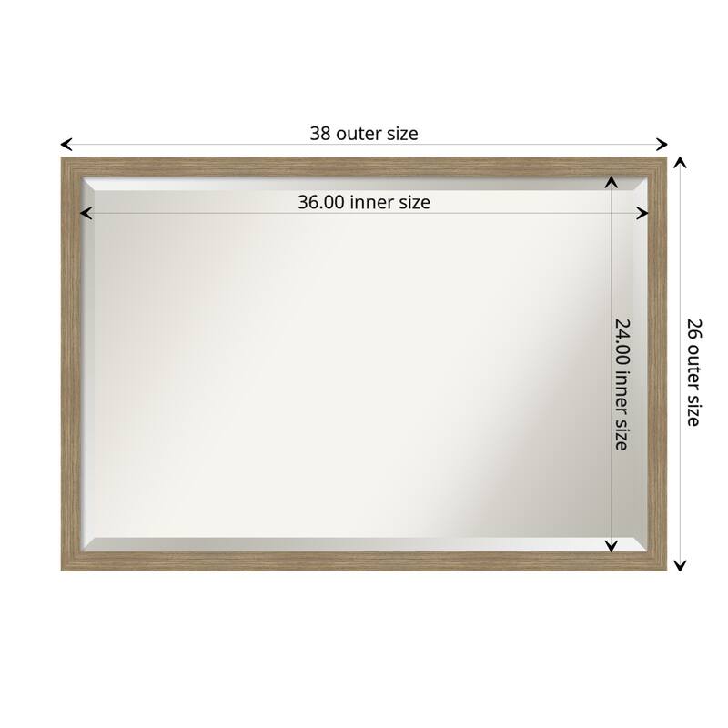 Woodgrain Stripe Beveled Wood Framed Wall Mirror - Woodgrain Stripe Mocha - Glass Size 36x24