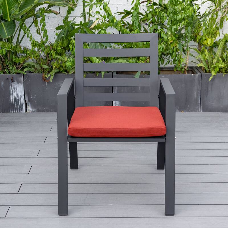 LeisureMod Chelsea Set of 2 Patio Dining Armchair in Aluminum with Cushions for Porch Backyard Pool Garden - 34.84