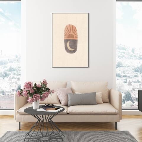 Oliver Gal 'Sun and Moon' Wall Art Framed Canvas Print - White, Gold