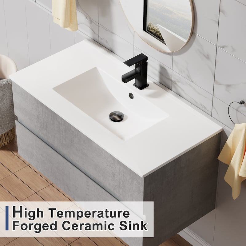 Wall Mounted Bathroom Vanity Sink Combo Cabinet Vanity Set