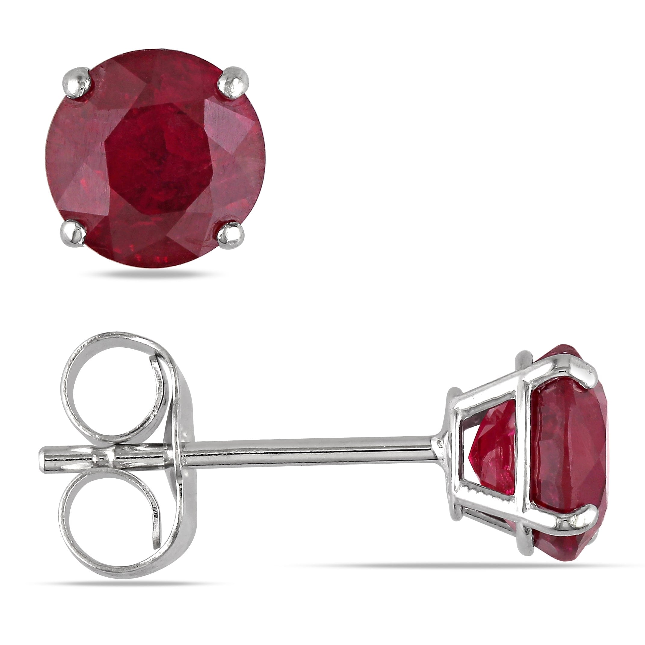 Ruby Stud Earrings White Gold / Ruby White Gold Stud Earrings Gemstone