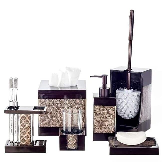 Creative Scents Dahlia Brown Bathroom Trash Can
