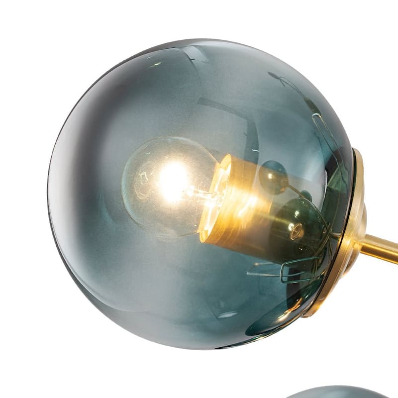 Mid-Century 12-Light Sputnik Blue Glass Bubble Chandelier 35.4in