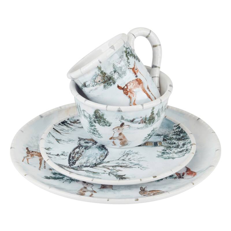Certified International Winter Frost 16 Pc Dinnerware Set, Service for 4 - 11" Diameter x 1"