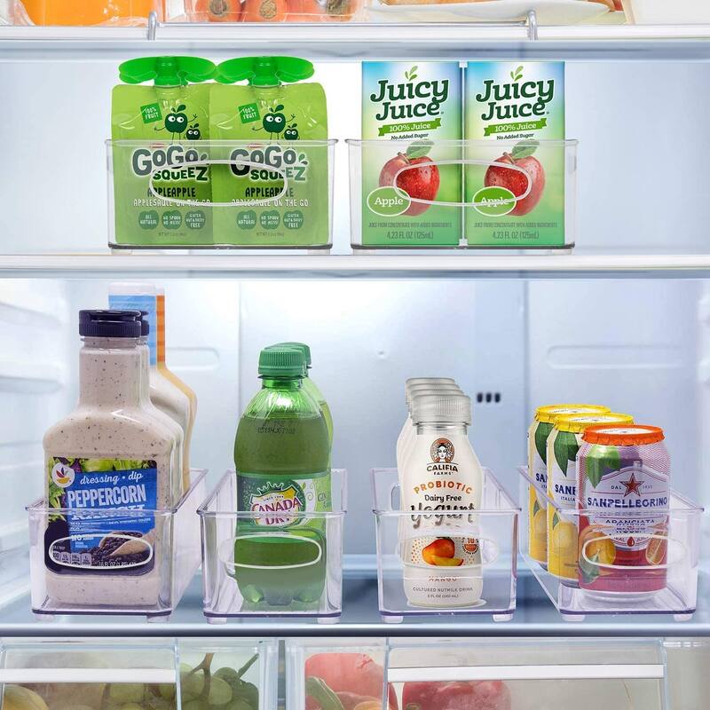 Sorbus Clear Plastic Organizer Storage Bin Containers with Handles for Pantry Food & Kitchen Fridge (6-Pack)