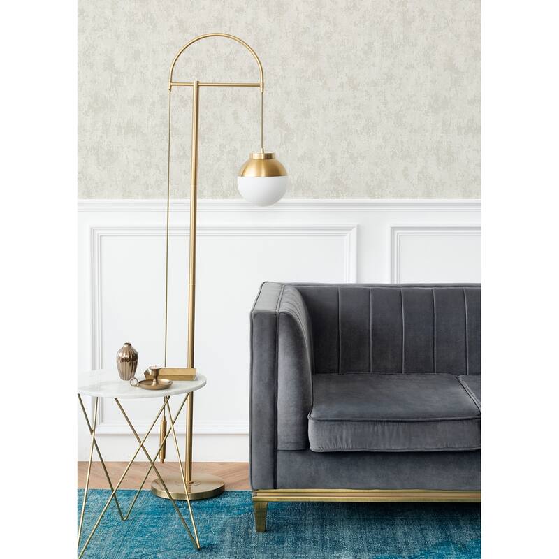 A-Street Prints Haliya White Metallic Plaster Wallpaper