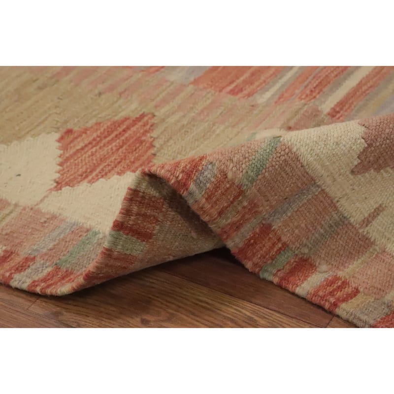 Hand Woven Oriental 100% Wool Carpet Southwestern Tribal Oranges & Rust Kilim Area Rug - 5' 11'' X 3' 11''