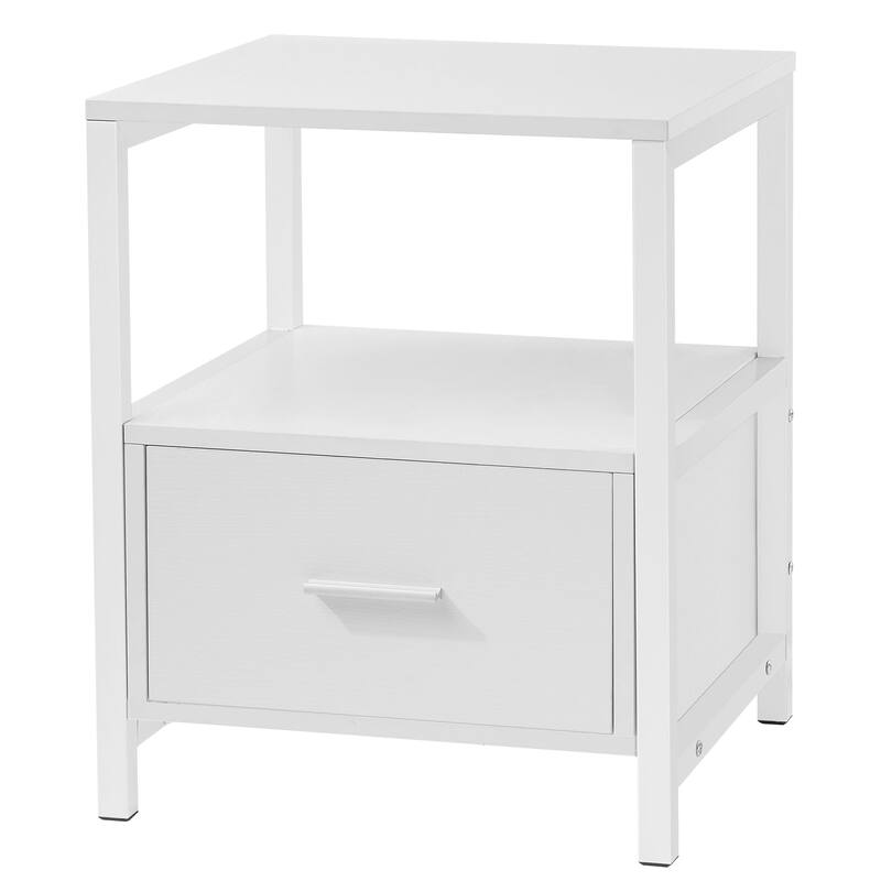 VECELO Nightstand Set of 1/2, Modern Square Side End Table, Living Room, Study Metal Frame