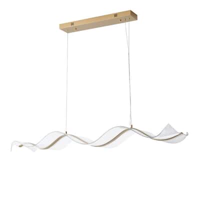 Modern Painted Gold Wavy Linear Design LED Pendant Light for Kitchen Island Dining Room