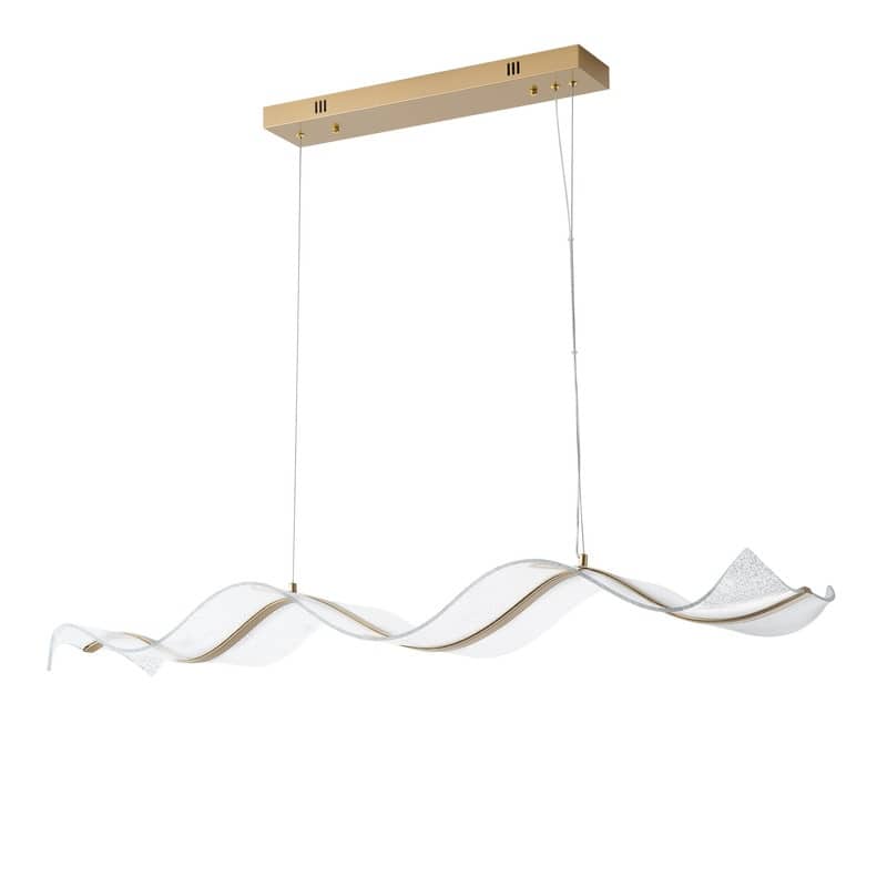 Modern Painted Gold Wavy Linear Design LED Pendant Light for Kitchen Island Dining Room