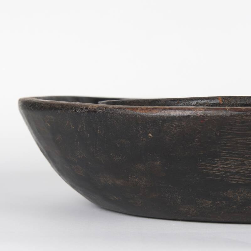 Nikita Set of 2 Large Black-Brown Reclaimed Wood Bowls - 20.0L x 20.0W x 5.0H