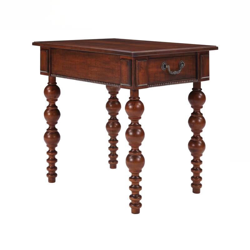 Solid Wood End Table with Drawer, Easy Assembly Vintage Narrow Sofa Side Table for Living Room