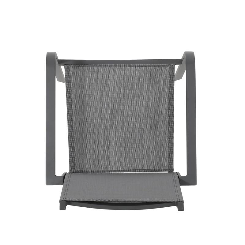 Outdoor Modern Dining Chairs Set of 2, Aluminum Frame Chairs with Breathable Mesh Seat for Patio, Backyard, Garden, Balcony