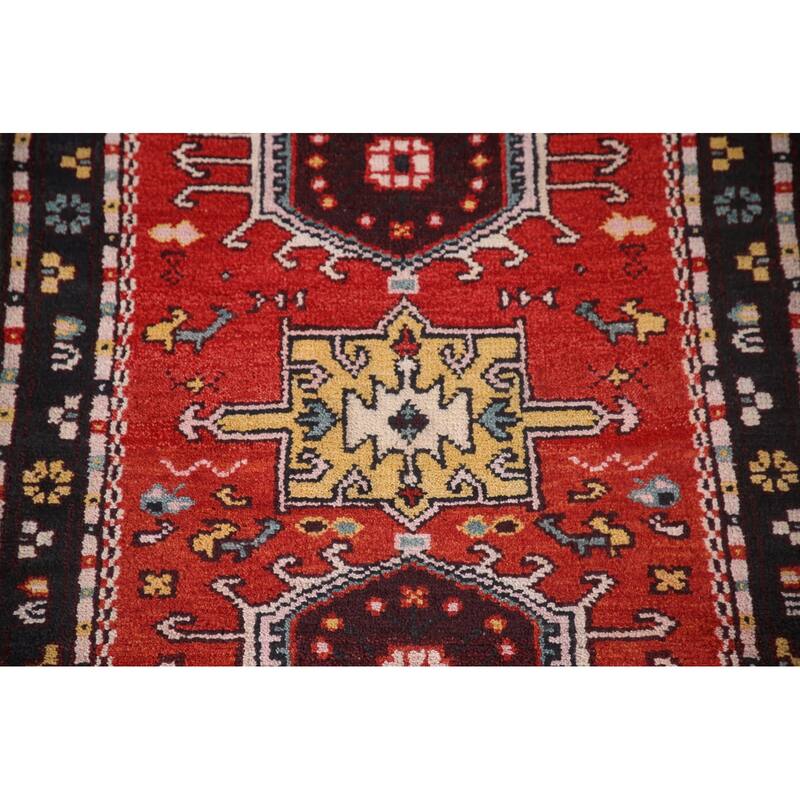 Geometric Kazak Indian Area Rug Hand-knotted Wool Carpet - 2'11"x 5'0"