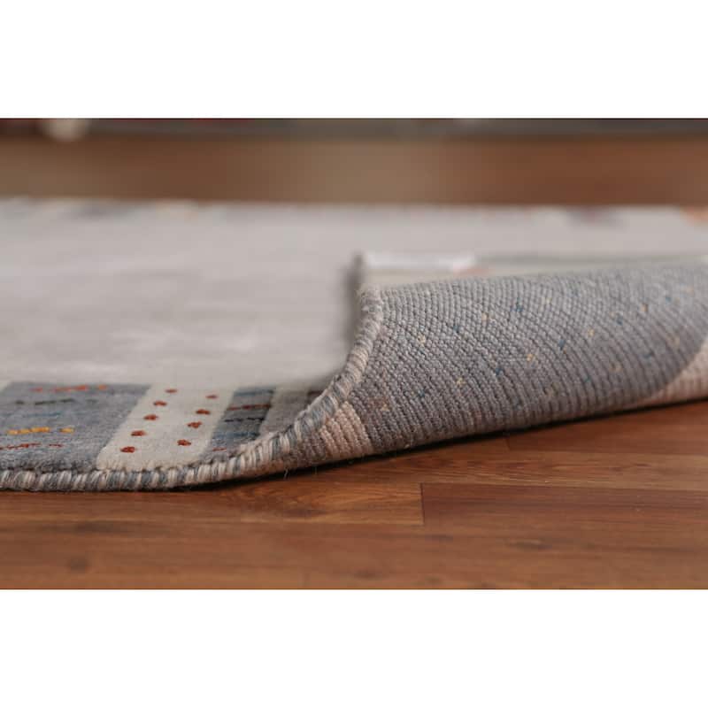 Hand Knotted Oriental 100% Wool Carpet Tribal Animal Pictorial Greys & Charcoal Gabbeh Area Rug - 7' 8'' X 5' 3''