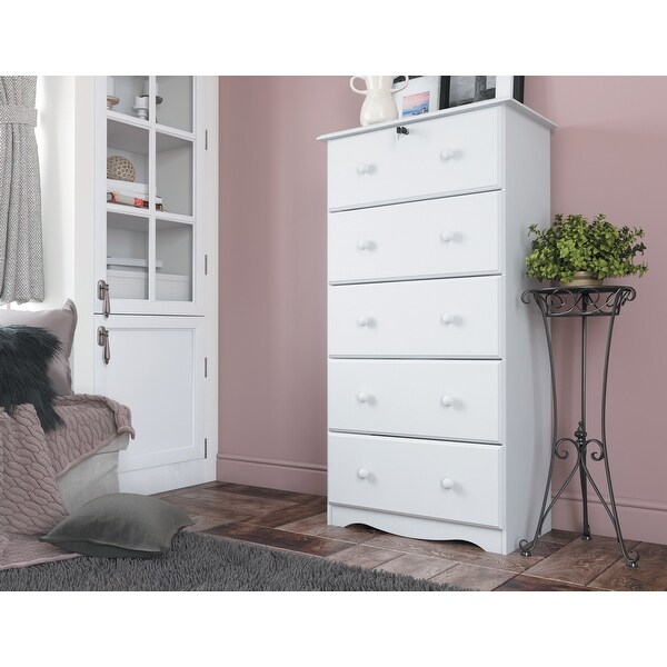 100% Solid Wood 5-Jumbo Drawer Chest with Lock by Palace Imports