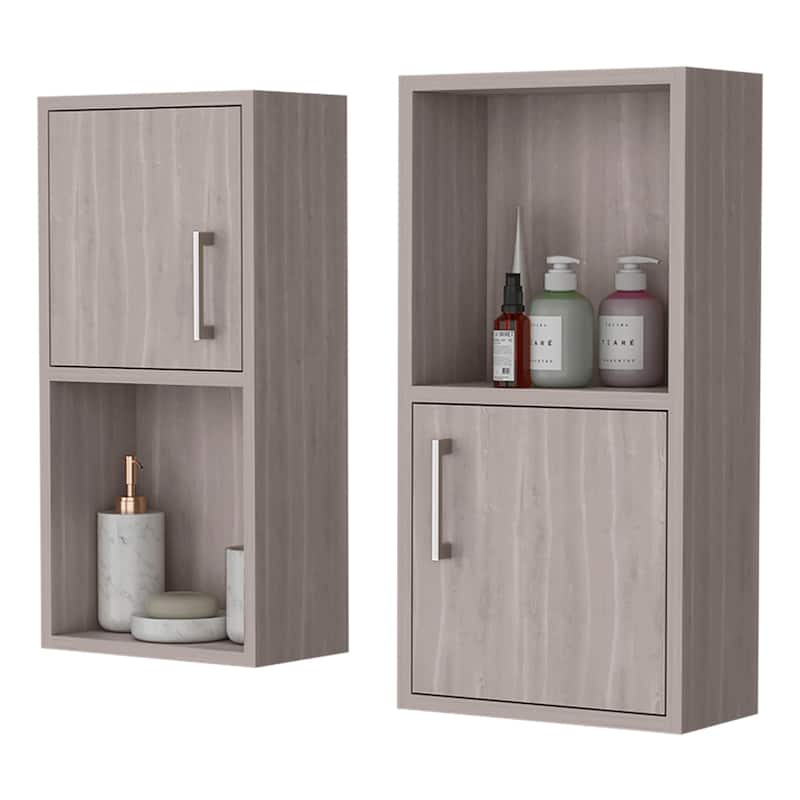Oak 2 Bathroom Medicine Cabinets with Open Shelf