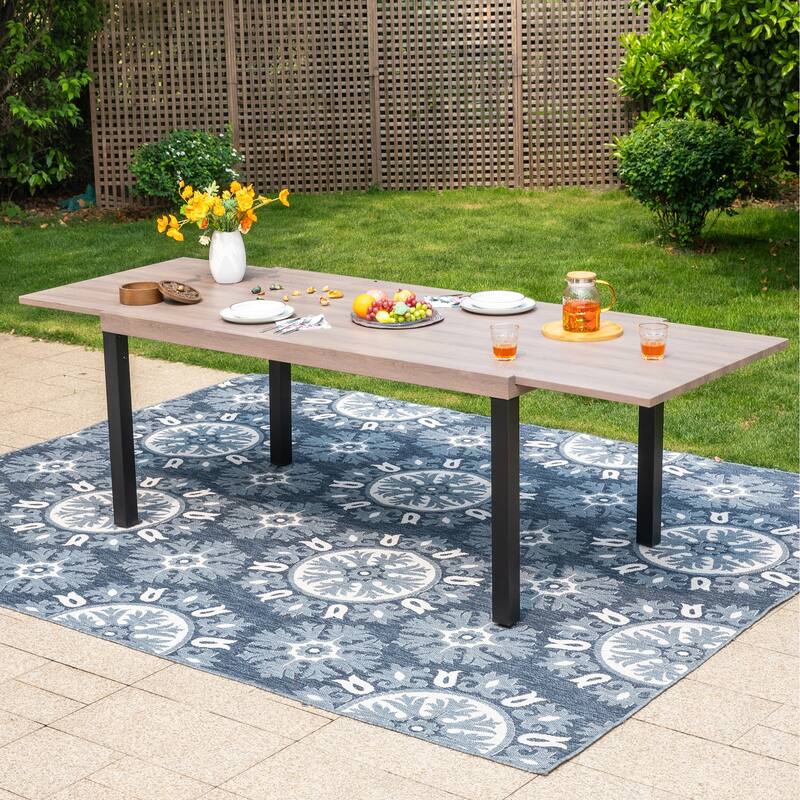 MAISON ARTS 7/9-Pieces Patio Dining Set with Metal Rectangle Expandable Table and Metal Stackable Chairs
