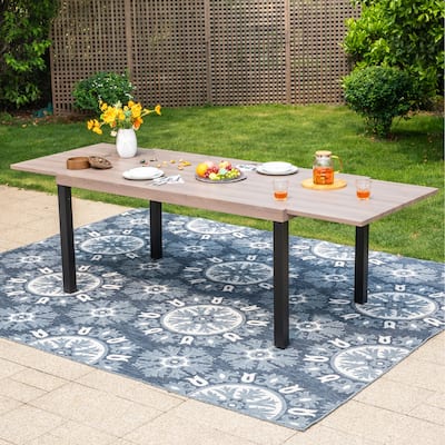 MAISON ARTS Outdoor Metal Rectangle Expandable Table Patio Dining Table for 6-8 Person