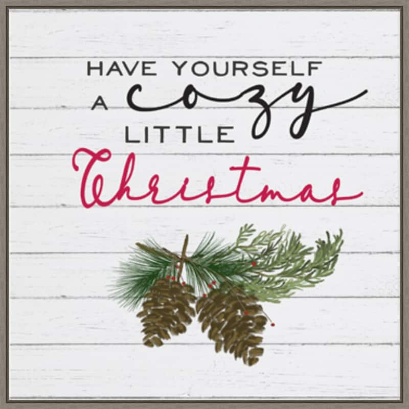 Cozy Christmas I-Pine cones by Hartworks Canvas Art Framed - 22 x 22 in