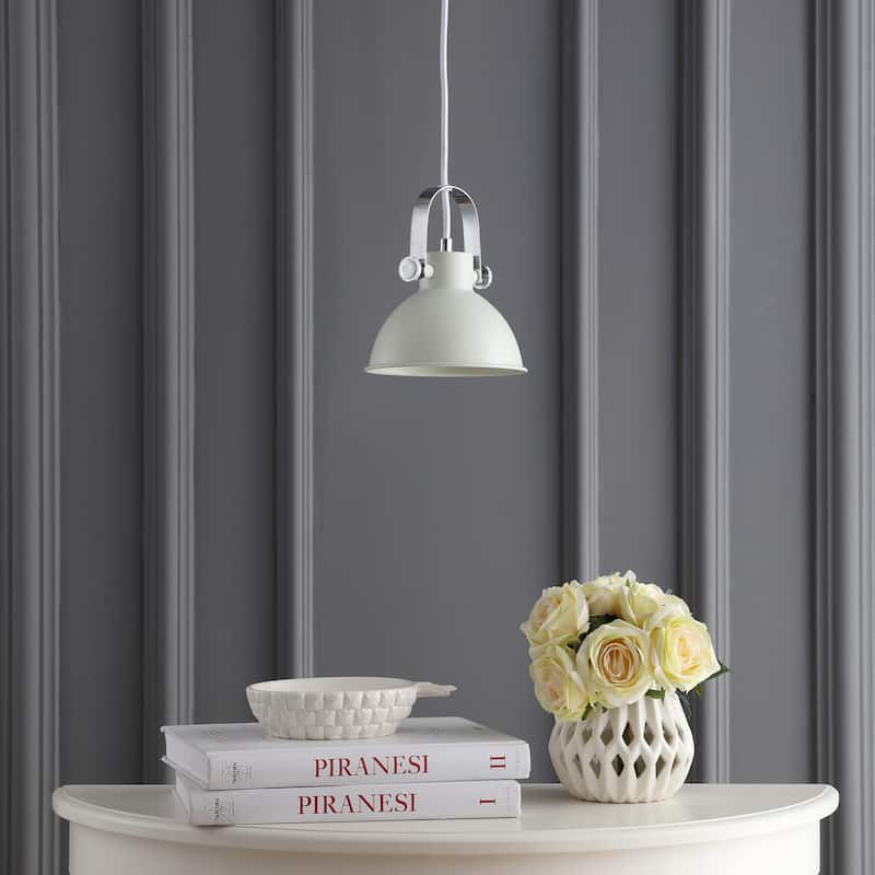 SAFAVIEH Lighting Orhideea Adjustable 1-Light Led White Pendant - 6.25"x6.25"x10-82" - 6Wx6Dx82H - White